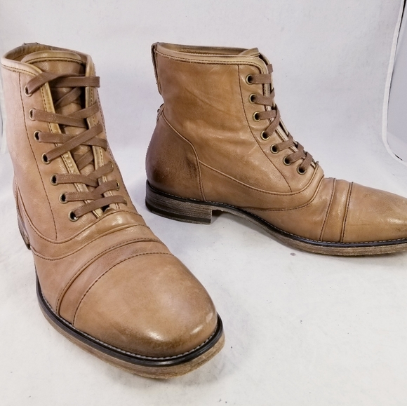 JOHN VARVATOS ITALIAN MEN CHUKKA CAPTOE BOOTS TAN LEATHER SIZE 9 EUC * main image 11